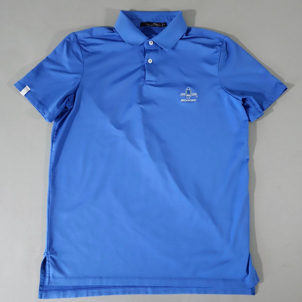 RLX‎ Ralph Lauren Polo Shirt Mens Medium Blue Brookside Golf Performance Stretch